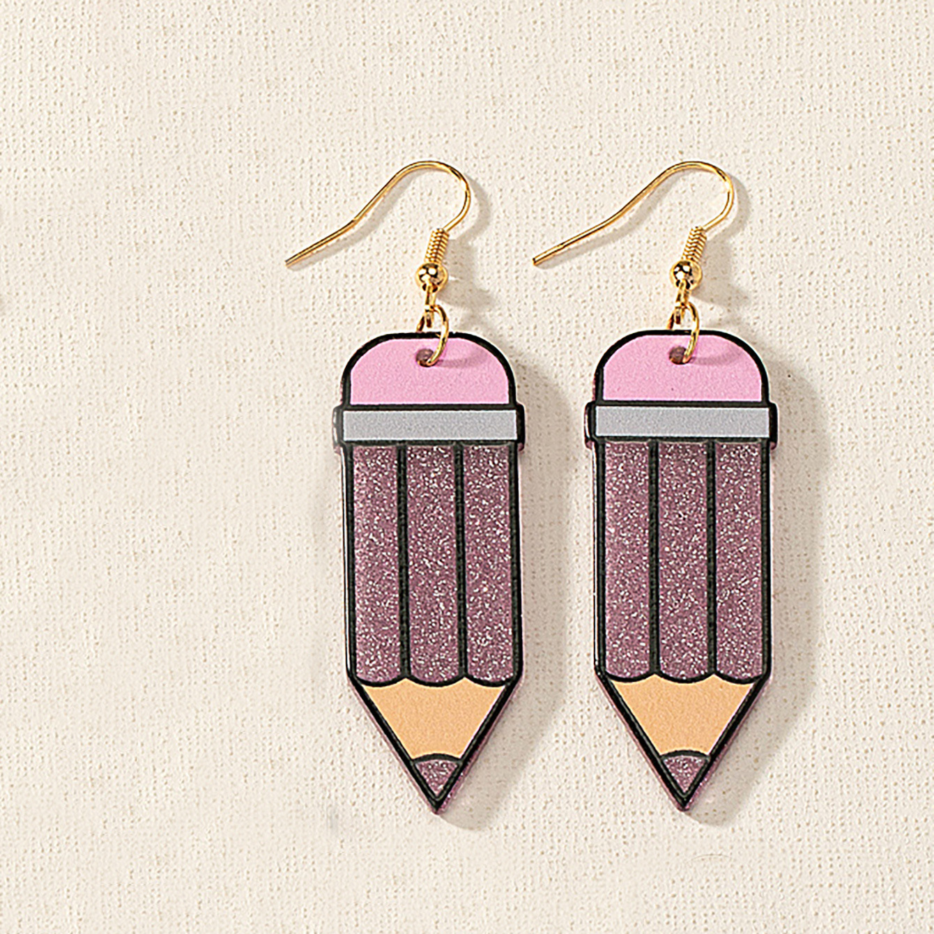 1 Set of 5 Pairs New Teacher's Day Cartoon Color-Block Fresh Style Personality Temperament Acrylic Earrings for Women