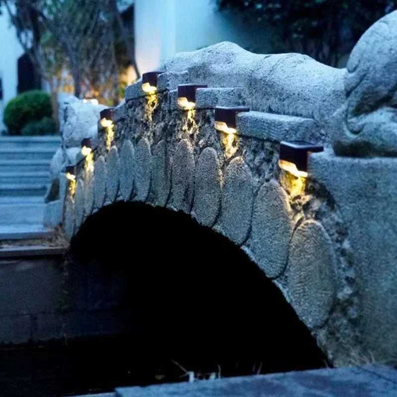 Solar Garden Wall Light 4pcs/1pc Outdoor Solar LED Light Deck Family Light for Deck Step Railing Wall Patio Stair Yard Decoration XJ250624
