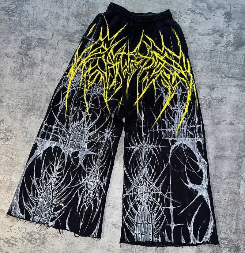 Hip-hop High Street Harajuku Retro Rock Oversized Sweatpants Men Y2k Casual Fashion Gothic Punk Loose Wide-leg Pants Women X250625