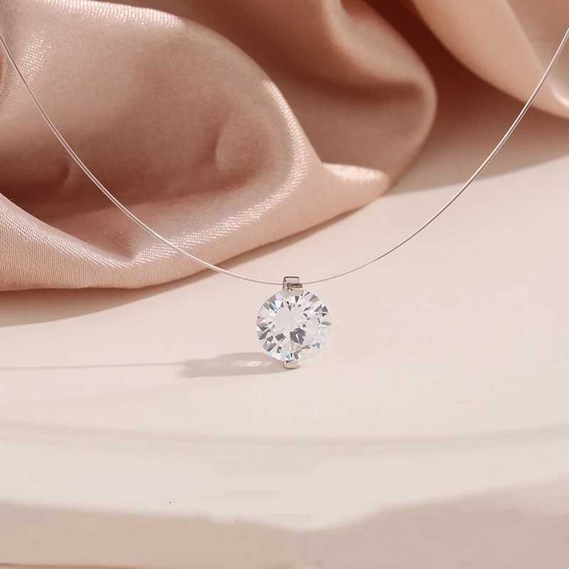 Transparent Fishline Womens Chokers Crystal Ball Pendants Shiny Luxury Wedding Neck Jewelry Fashion Neck Accessories Collar V250625