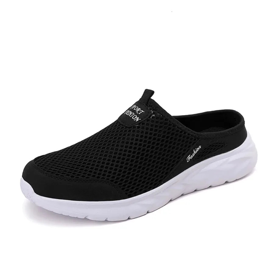 Mens Half Slippers Summer Breathable Mesh Mens Shoes Outdoor Casual Walking Shoes Large Flat Light Mesh 250624