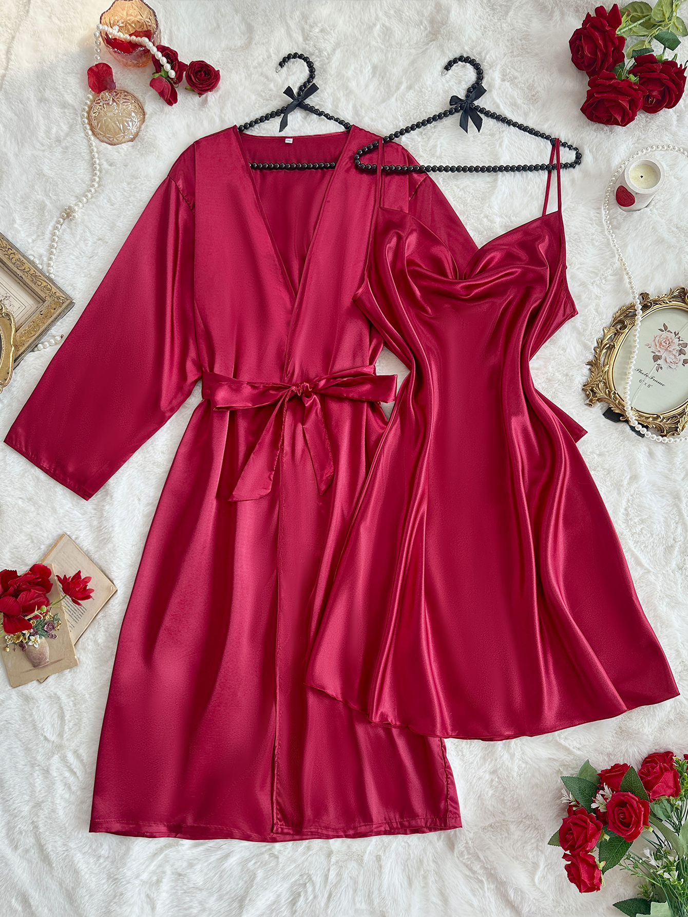 Women's Sleepwear long camisole nightgown jacket sexy sleepwear European and American style fashionable home suit set