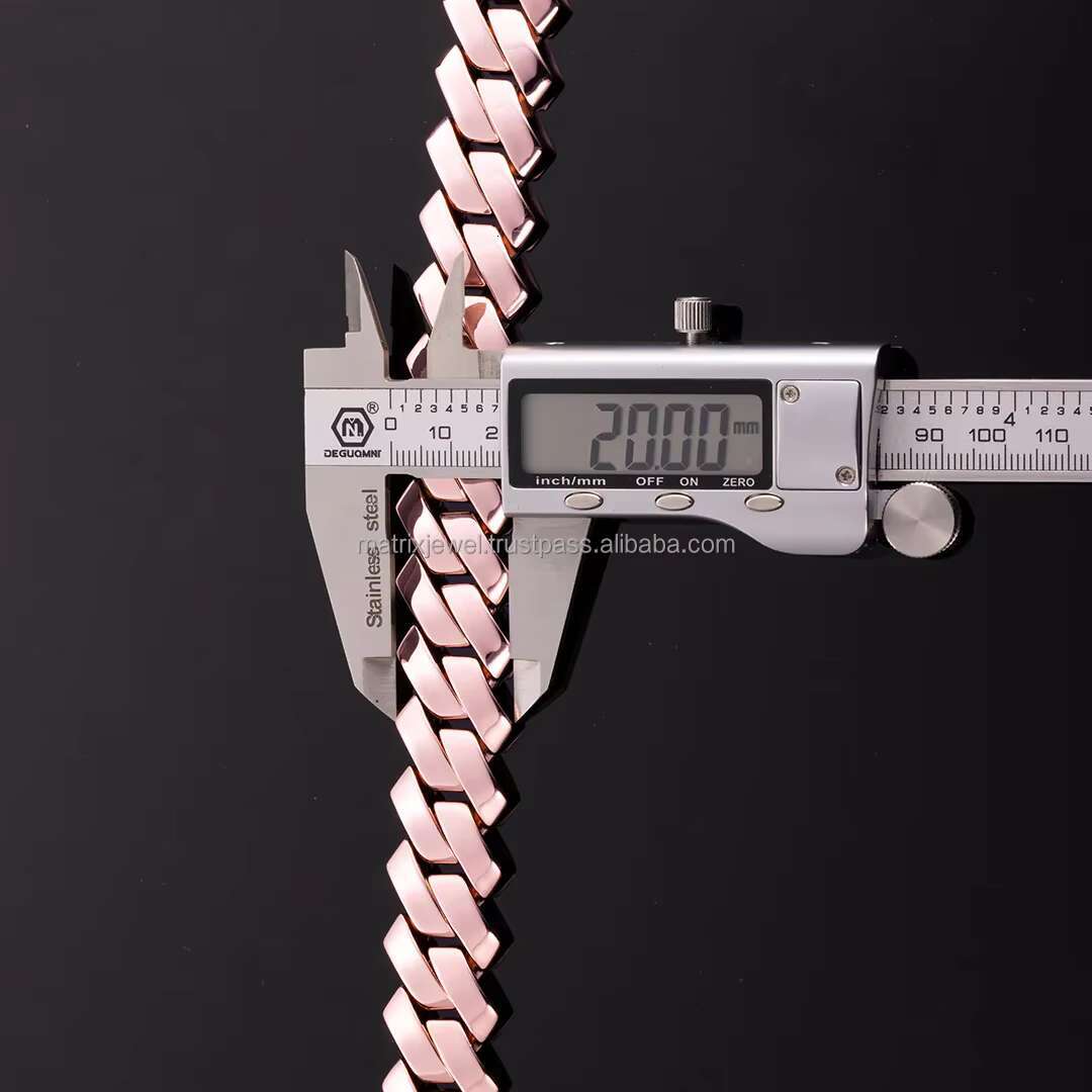 Exclusive Hip Hop Trendy Rose Gold 20mm square Shape Cuban Chain with Customized Clasp with Premium Moissanite Diamond Setting