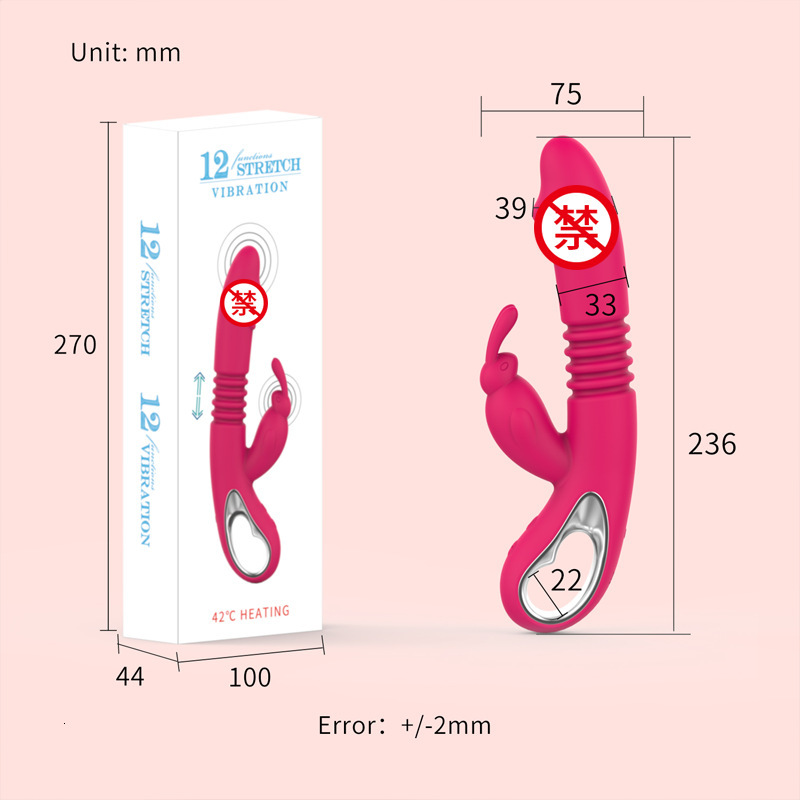 Haoqi Fun New Silicone Telescopic Heating Stick Rabbit Vibrator Female Masturbator Adult Sex Toy