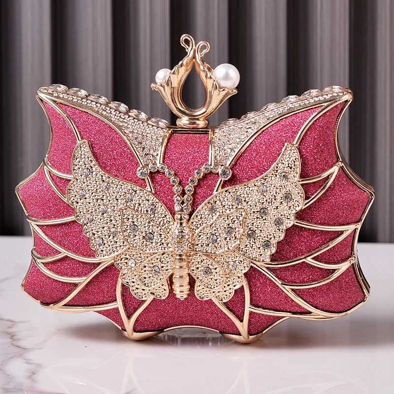 Fashion Luxury Evening Bags Hollow Butterfly Party Bag Bridal Wedding Diamond Clutch Elegant Banquet Handbags Dinner Purse Sac M250625
