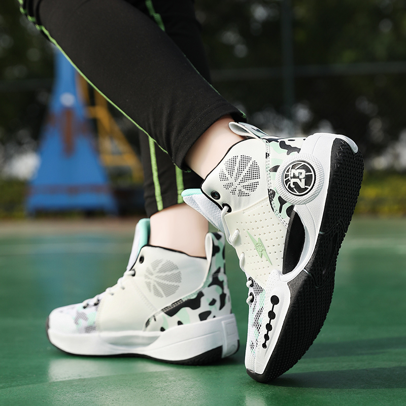 8809-Boys New Breathable Sneakers Mesh Basketball Shoes Anti-slip Wearable Boys Basketball Shoes Teen Practical Training Sneakers