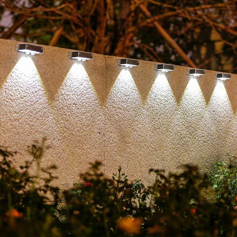 Solar Wall Lamp LED Landscape Lighting with Smart Sensor Auto On/Off Solar Powered Light for Garden Fence PathwayXJ250624