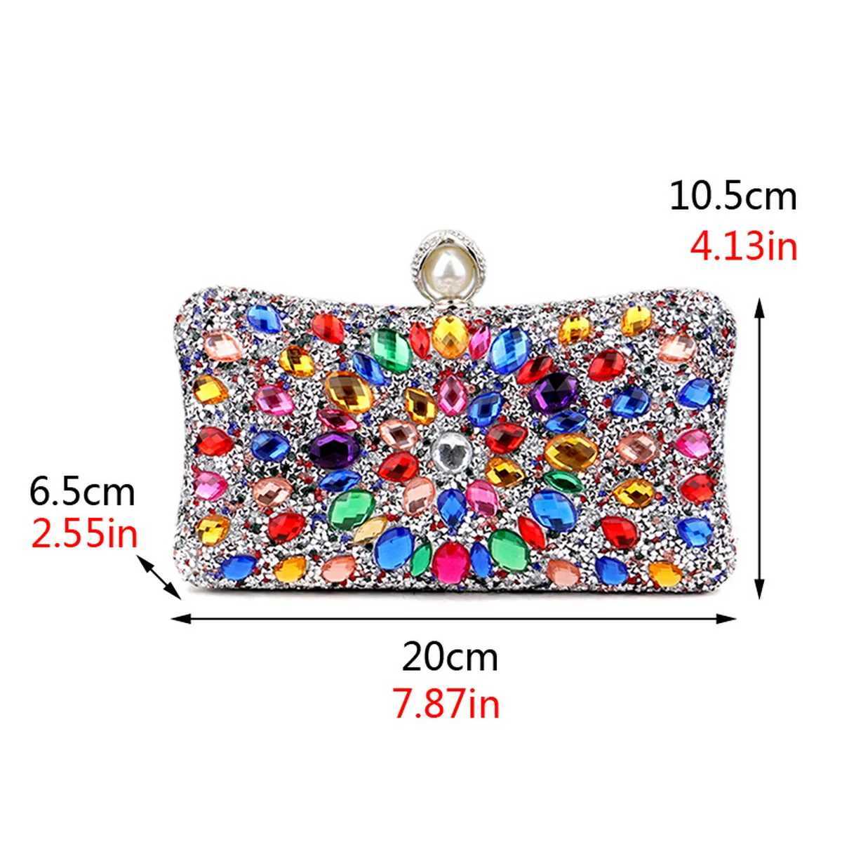 Full Diamonds Evening Bags Acrylic Flower Rhinestones Clutch Bags Metal Pearl Luxury Prom Wedding Dinner Handbags M250625