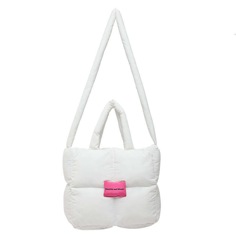 Fashion Embroidered Square Down Handbag Simple Large Capacity Crossbody Ins Dopamine Shoulder Bag for Women