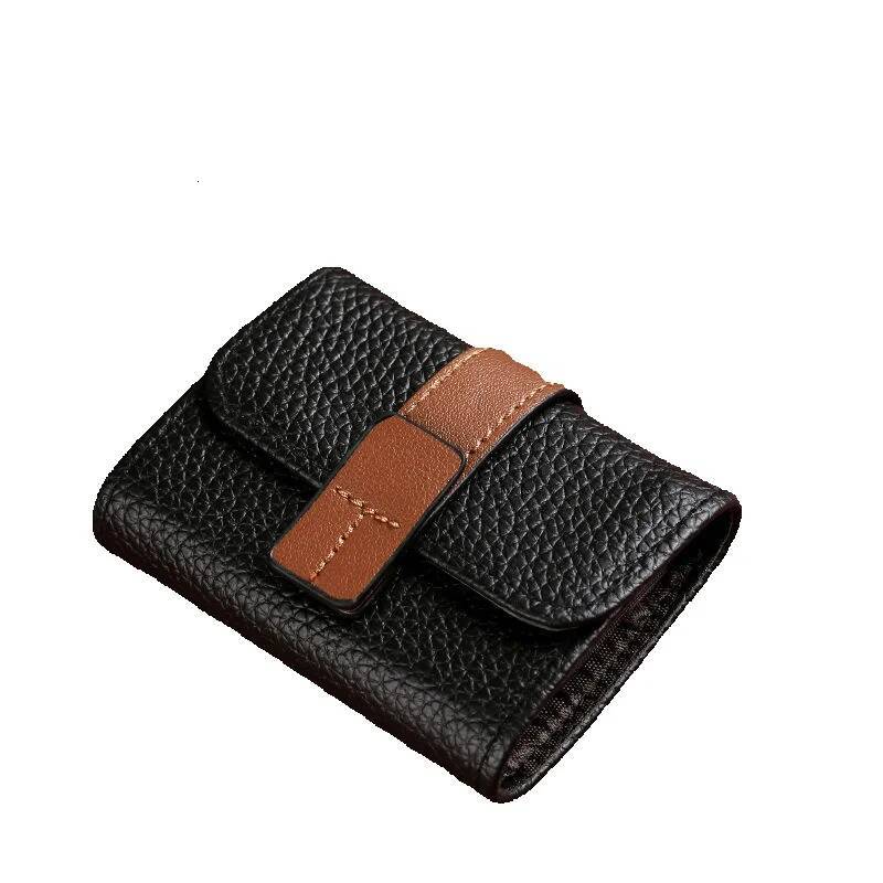 Free Shipping 2025 New Designer Bag Card Holder For Women Vintage Color-block Simple Buckle New Accordion Multi-card Slot Bank Card Holder Coin Purse 