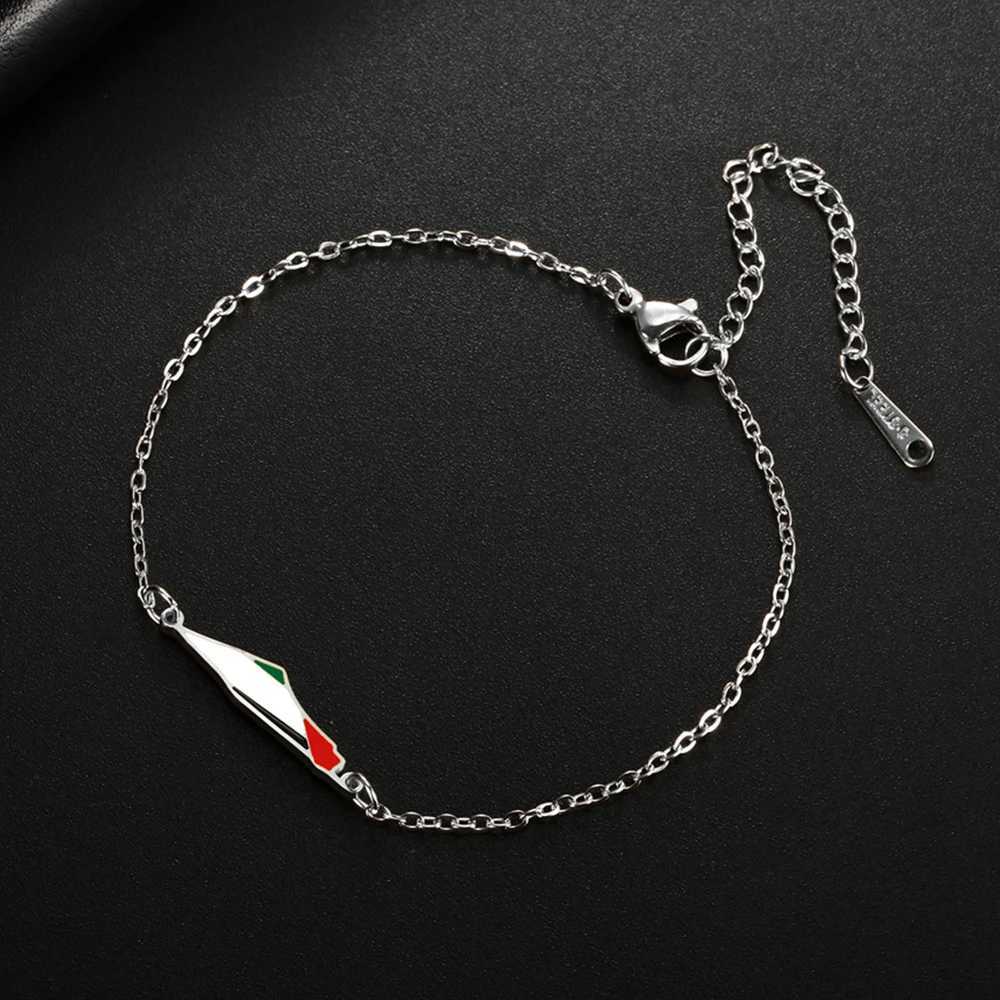 My Shape Palestine Map Flag Charms Bracelets for Women Stainless Steel Palestine Country Geography Map Pendant Bangle Jewelry X250625