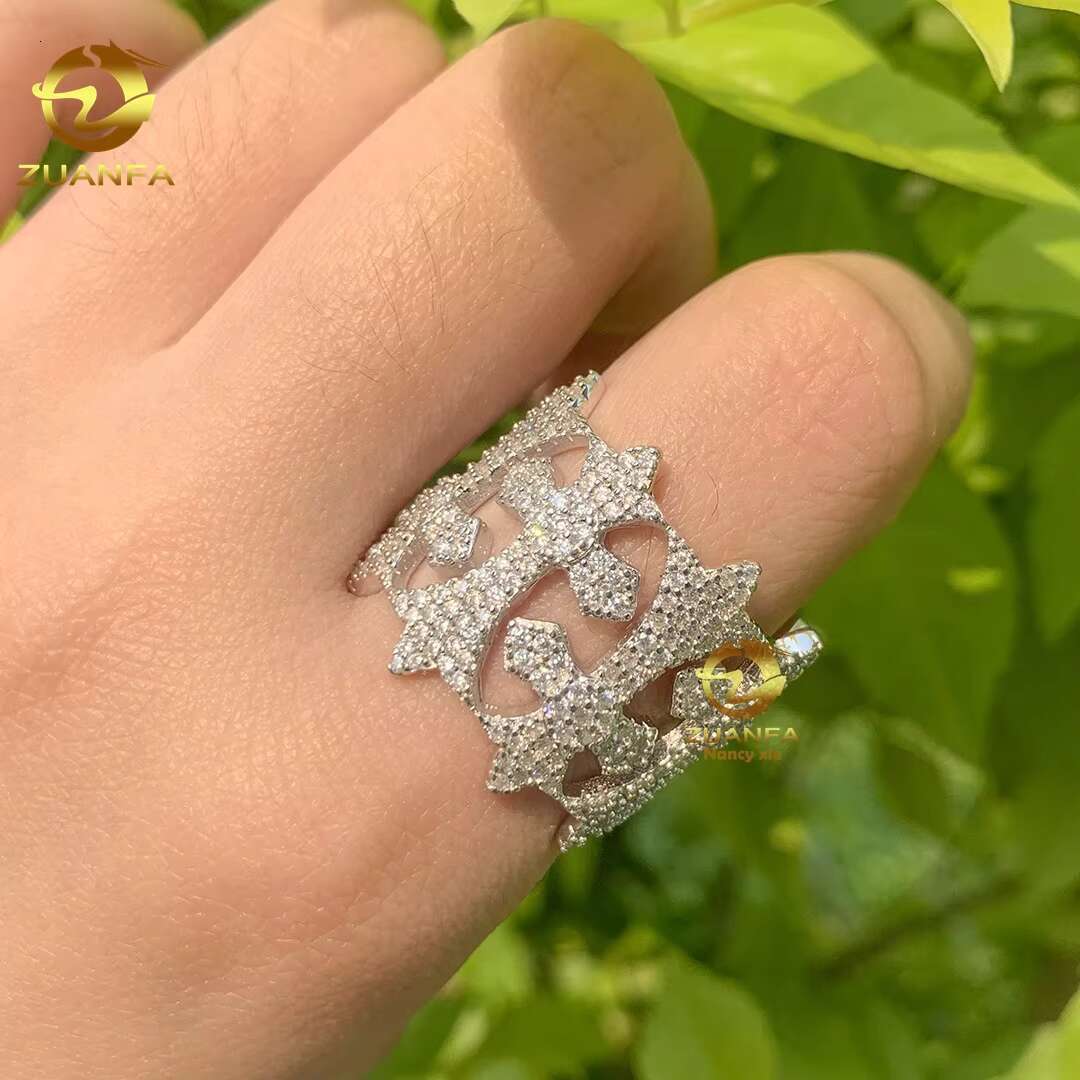 Iced Out Jewelry Luxury Style S925 With Vvs Moissanite Diamond Custom Ring Pass Diamond test Hip Hop Ring