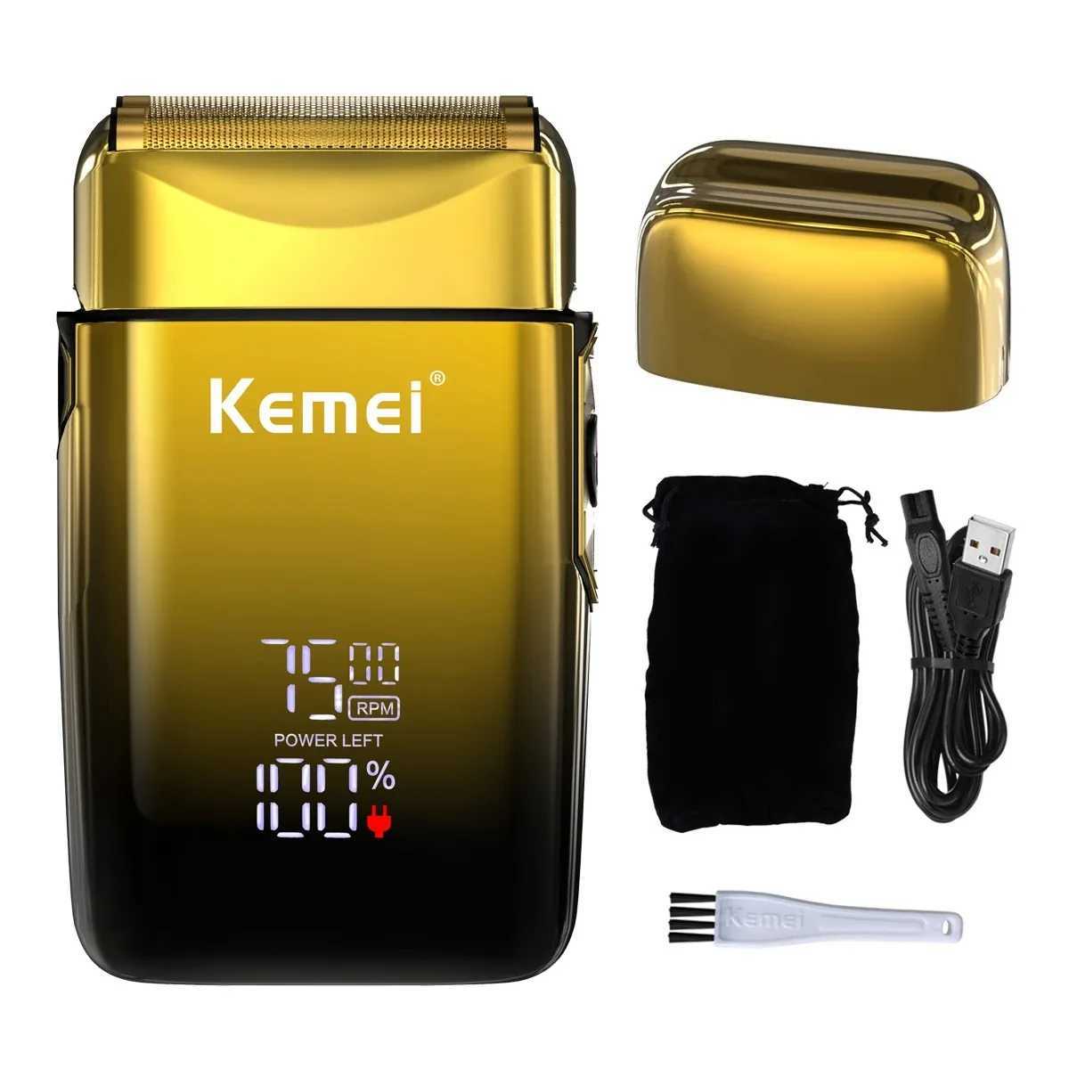 Kemei TX10 New Electric Foil Shaver LED Display Screen Rechargeable Hair Beard Razor for Men Bald Head Reciprocating Shaving Machine W250625