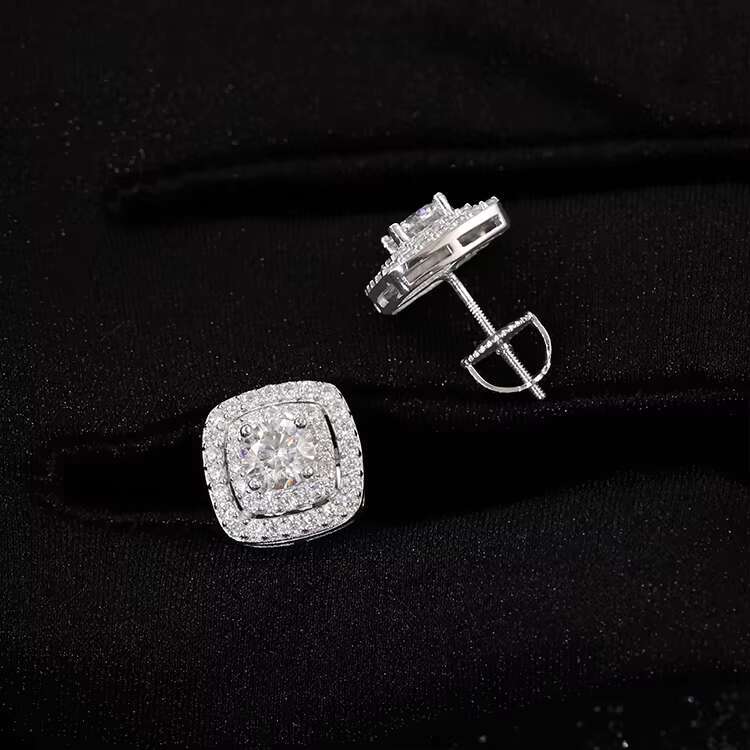 Fashion Moissanite Earrings Fine Jewelry 5mm Round Diamond Stud S925 Silver GRA Moissanite Hip Hop Stud Earrings for Men Women