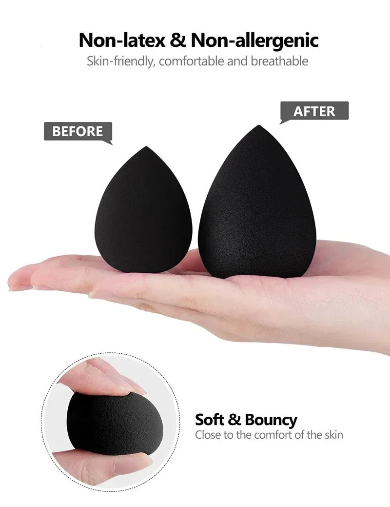 10 Pcs Black Makeup Sponges Tools Applicator Super Soft Sponge Powder Blender Smooth Foundation Contour Blending Cosmetic Puff 250625