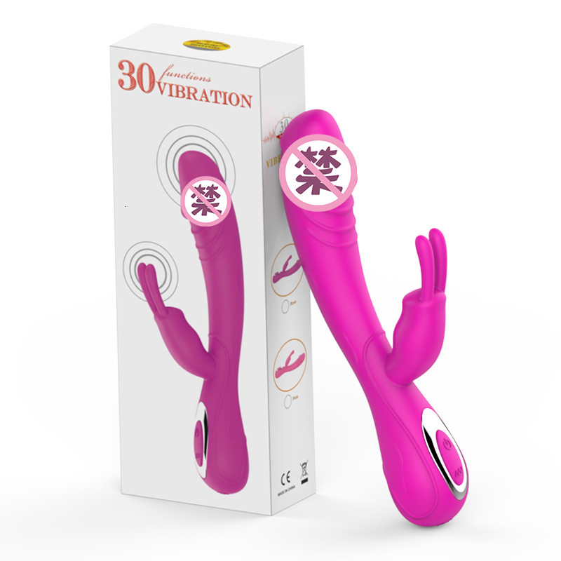 Haoqi Fun New Double-Headed Rabbit Silicone Vibrator for Women Adult Sex Toy