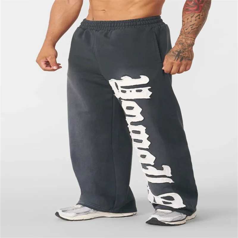 2025 American Wide Leg Pants New Letter Printed Mens and Womens Loose Trendy Sweatpants X250625