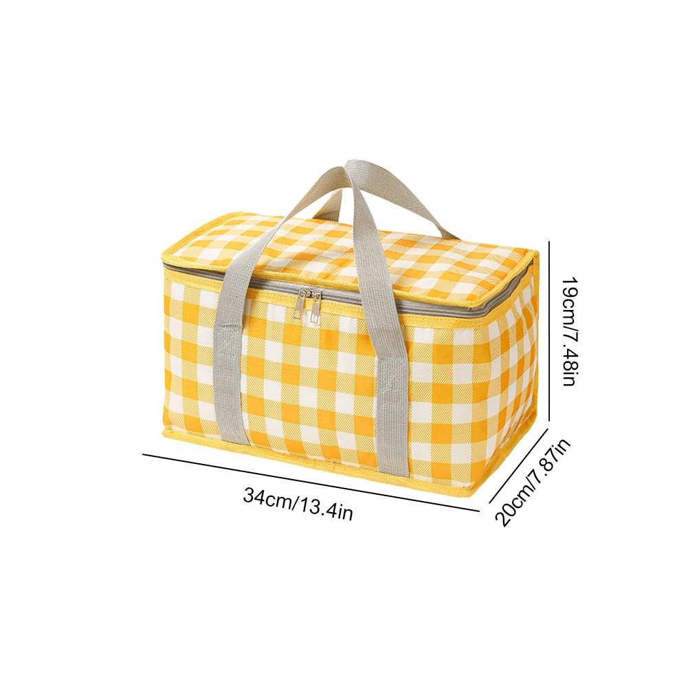 Outdoor Thickened Insulated Lunch Handbags Large Capacity Camping Storage Bags Waterproof Checkered Picnic Cold Protection 250624