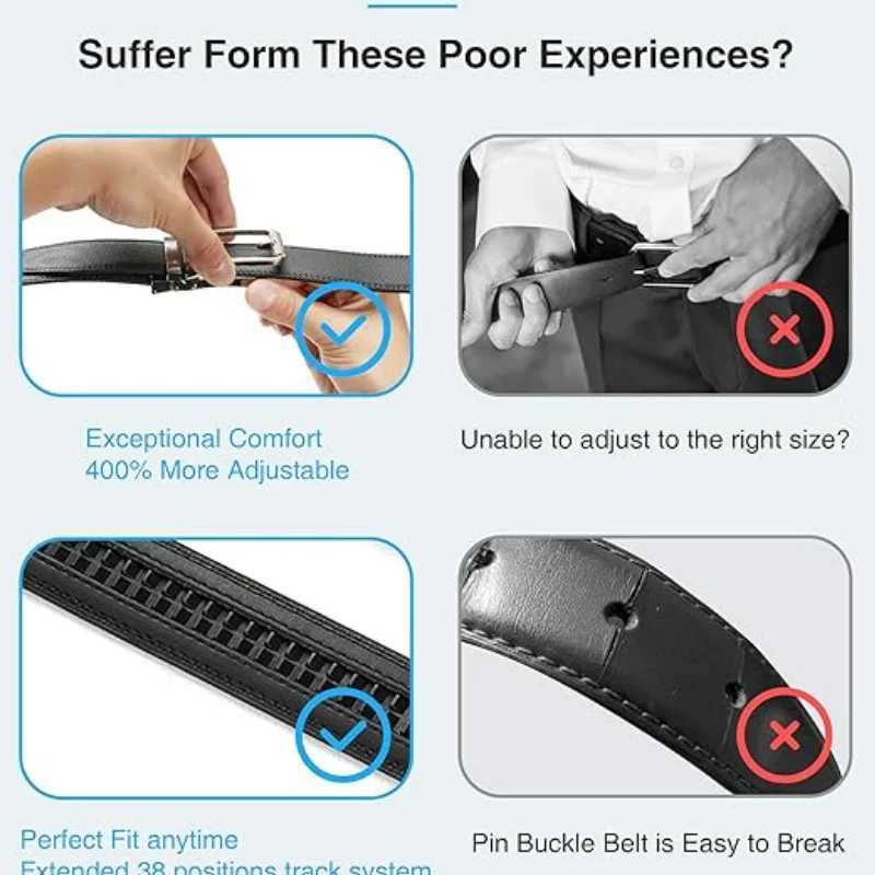 OYIFAN Belt for Men Automatic Genuine Leather Belt Men Leather Ratchet Adjustable Real Ratchet Leather Dress Designer W250625