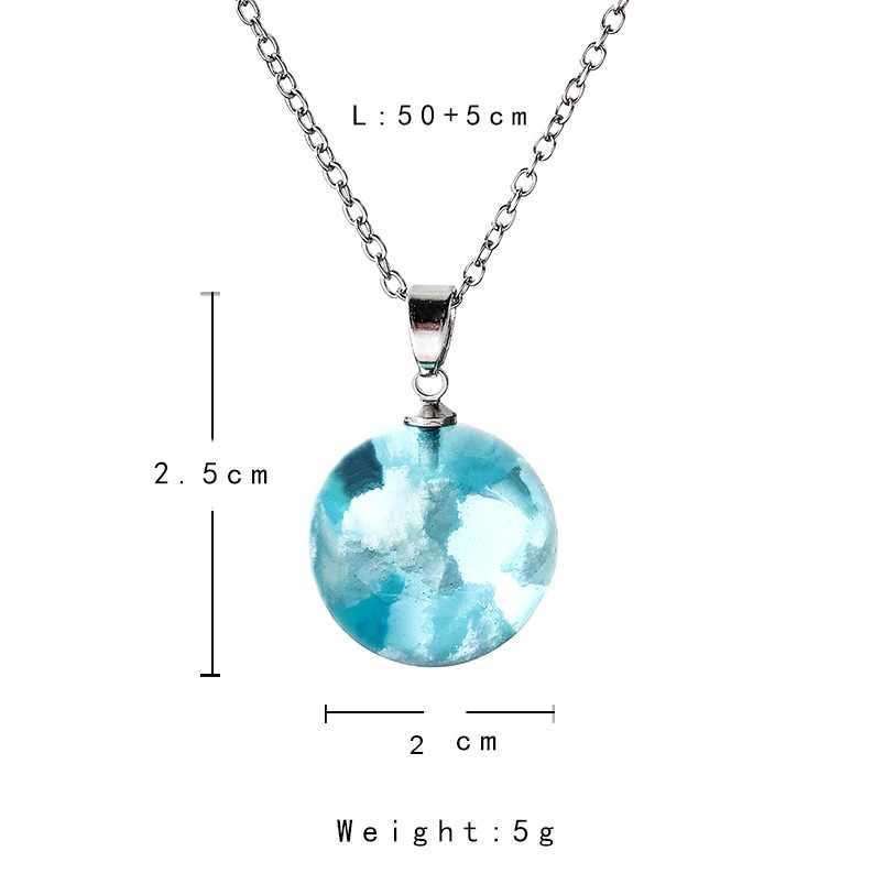 Chic Transparent Resin Round Ball Moon Pendant Necklace Women Blue Sky White Cloud Chain Necklace Fashion Jewelry Gifts for Girl V250625