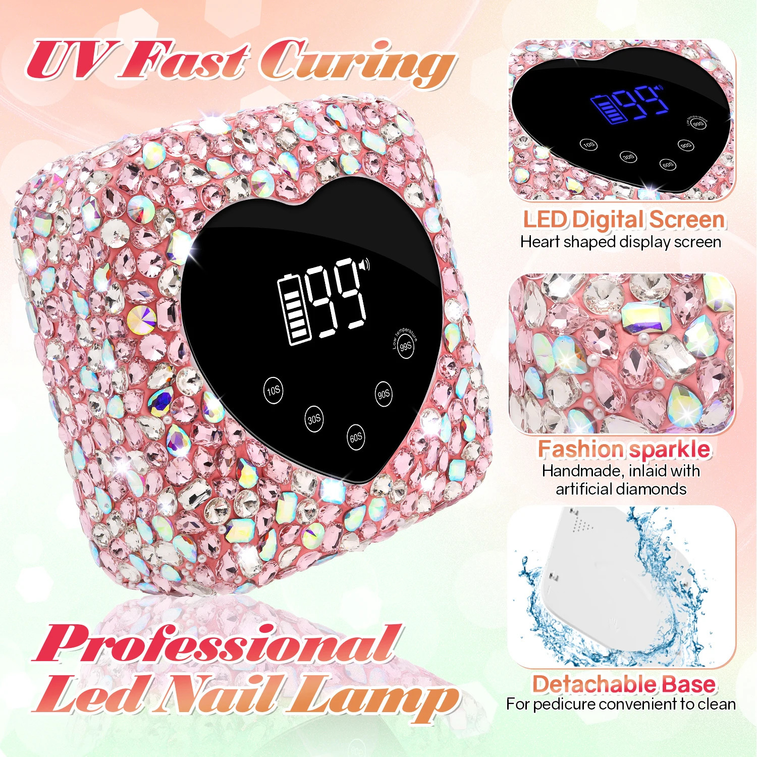 Rechargeable 72W UV LED Nail Lamp For Nails 30LEDS Wireless Gel Polish Curing Lamp With Large Screen Professional Nail Equipment 250625