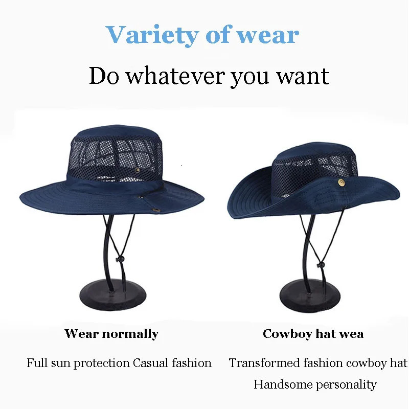Men Women Outdoor Beach Seaside Sun Shade Breathable Bucket Hat Male Summer Fishing Trekking Collapsible Mesh Fisherman Cap L9 250625