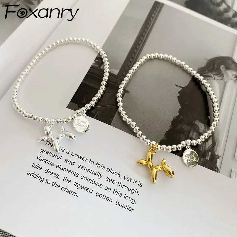 FOXANRY Silver Color Bracelets String of Beads Accessories Fashion Creative Cute Dog Pendant Party Jewelry Couples Gifts X250625