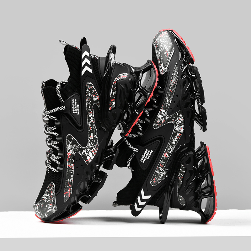 2304-New Explosive Autumn Sports, Multi-functional Shock-absorbing Running Shoes, Breathable and Non-slip in Summer, Plus-Size Blade Outsole High-Top 