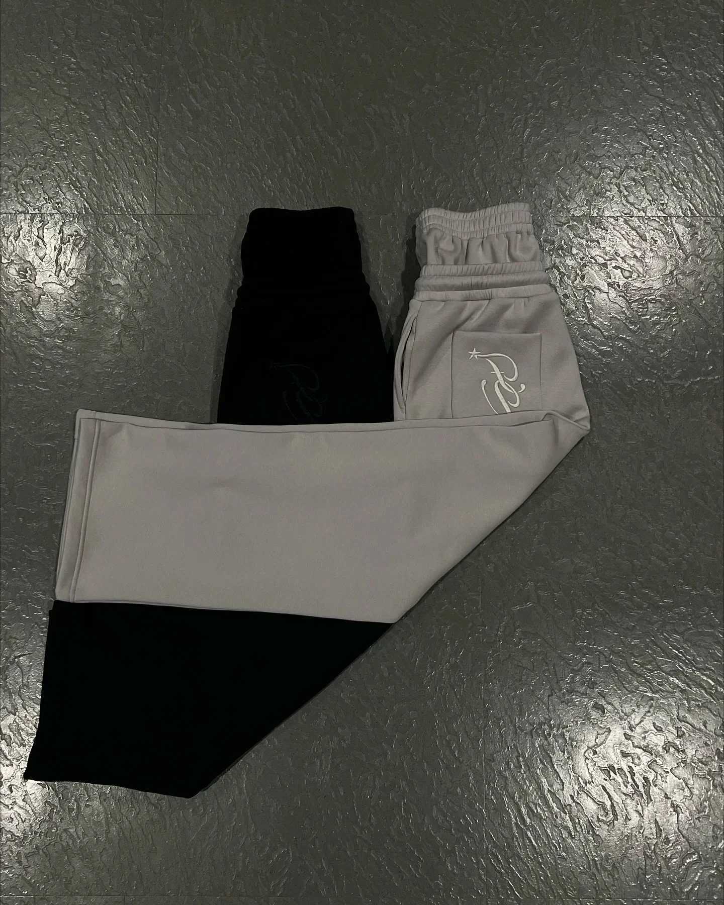 American Retro Double Layer Sweatpants Y2K Pants Mens Womens Solid Color Letter Graphic Embroidered Casual Baggy Sweatpants X250625