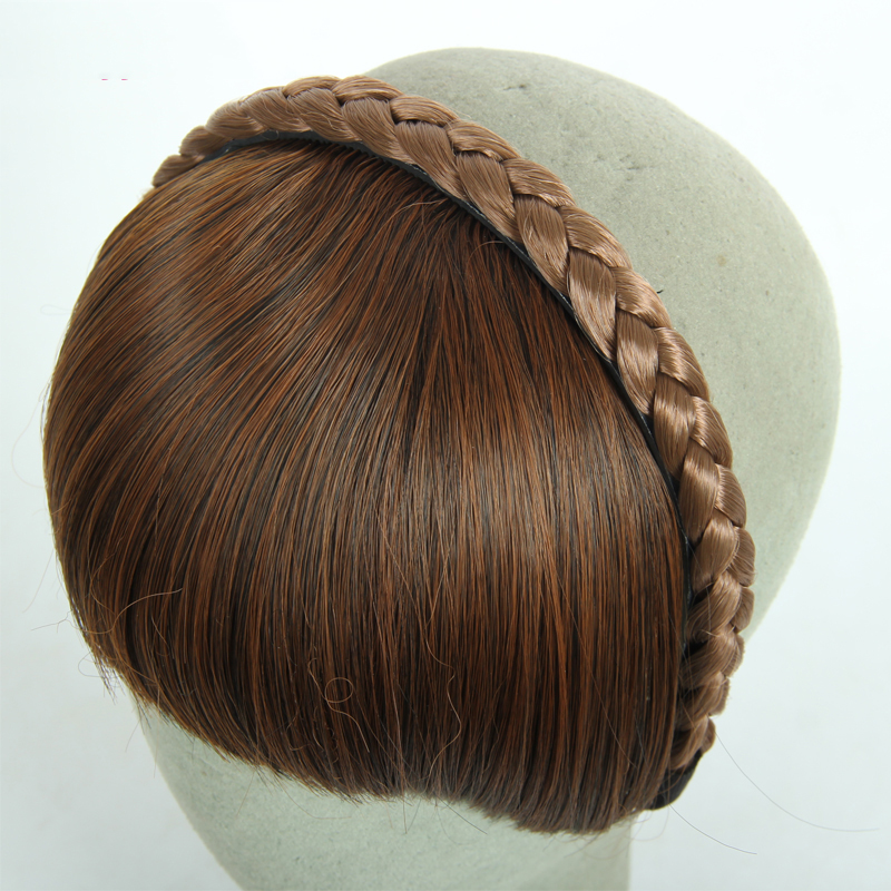 Synthetic Headband Bangs Extension Fake Hair Blunt Fringe without Long Sides For Women Natural Flase Hairpiece