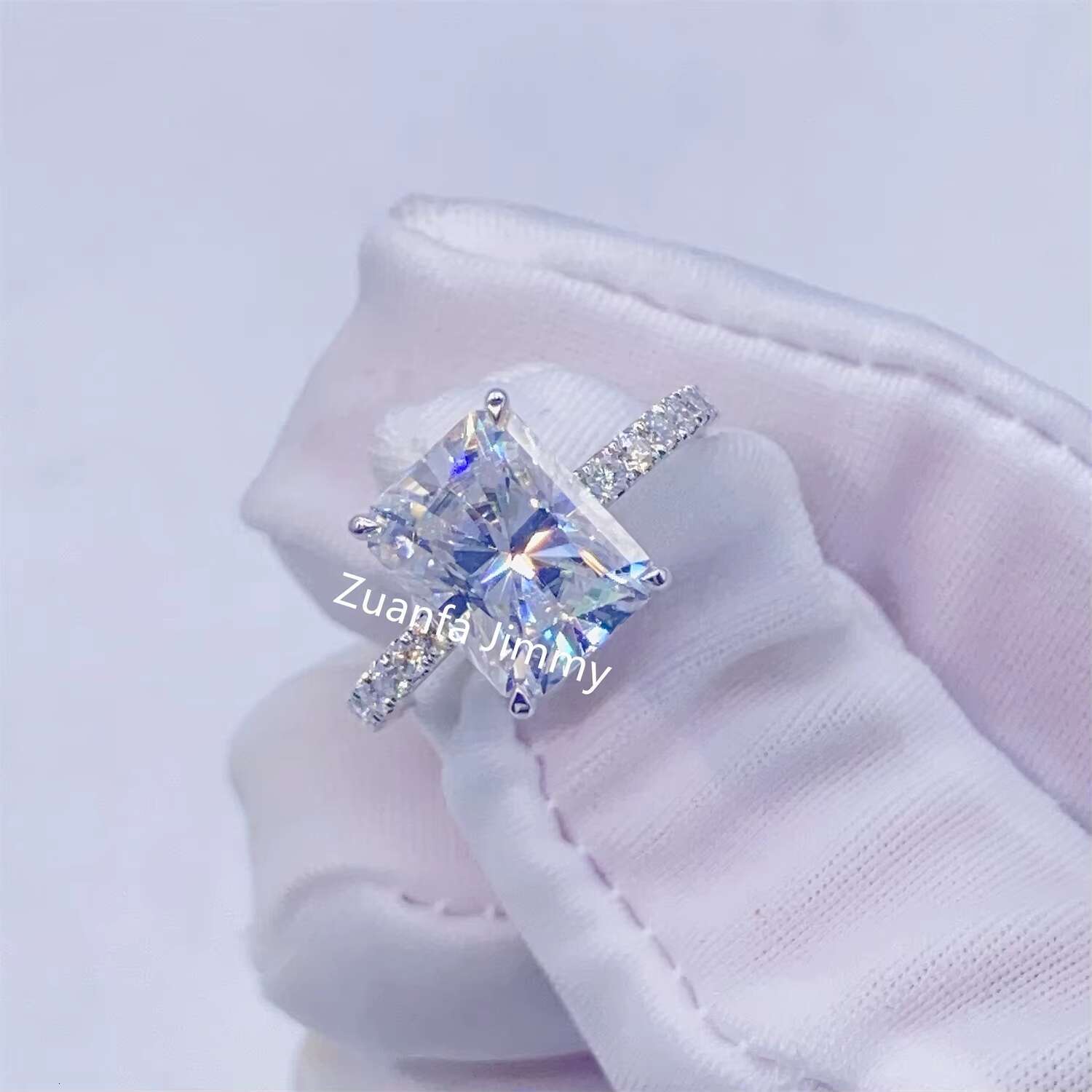 Luxury Classic Style Pass Tester Women Engagement Rings Jewelry 18k White Gold Au750 VVS1 Moissanite Diamond Rings