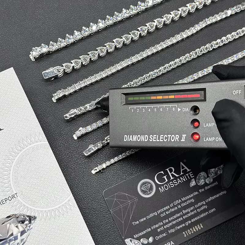 Fine Jewelry VVS Moissanite Diamond Tennis Chain Cluster Iced Out Tennis Bracelet Necklace Hip Hop 925 Sterling Silver