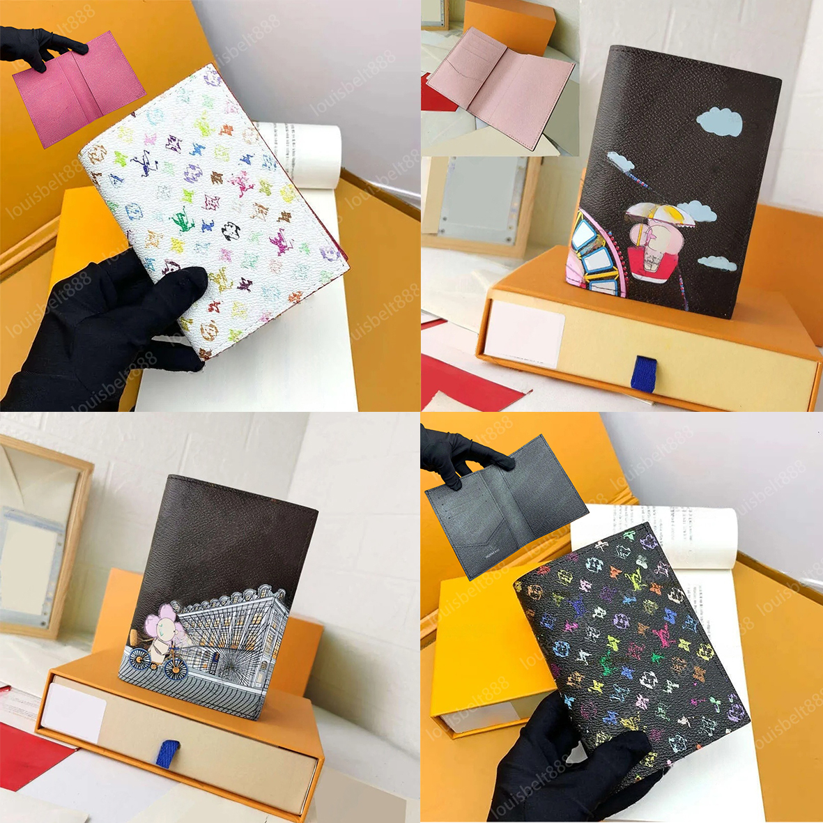 takashi murakami High quality Classic Designer Card Holder PASSPORT COVER Fashion Brand Fashion Credit Credit card cover Couple Family Travel with box