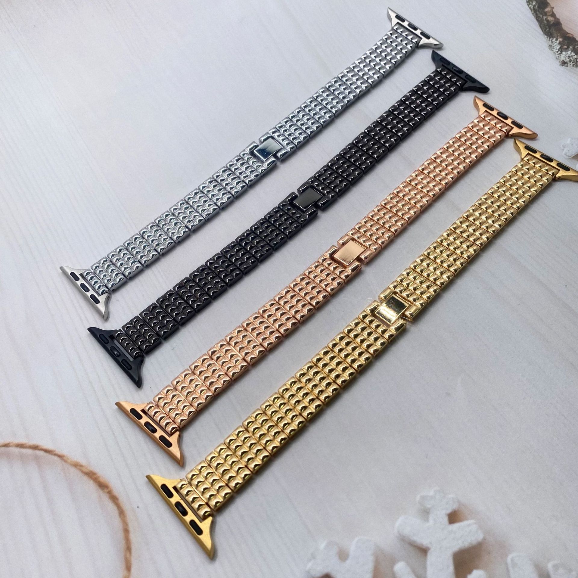 High end Fashionable Metal Checkered Strap for iWatch Series 8 Compatible with iWatch1-8