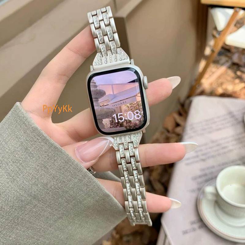 Luxury Premium Fashion Double Row Diamond Inlaid Watch Band for Apple Watch Series 1-10
