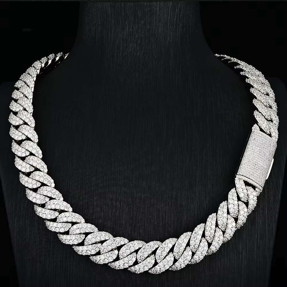 Pass Diamond Tester Moissanite Hip Hop Cuban Chains Jewelry 16mm 925 Sterling Silver VVS Moissanite Miami Cuban Link Chain