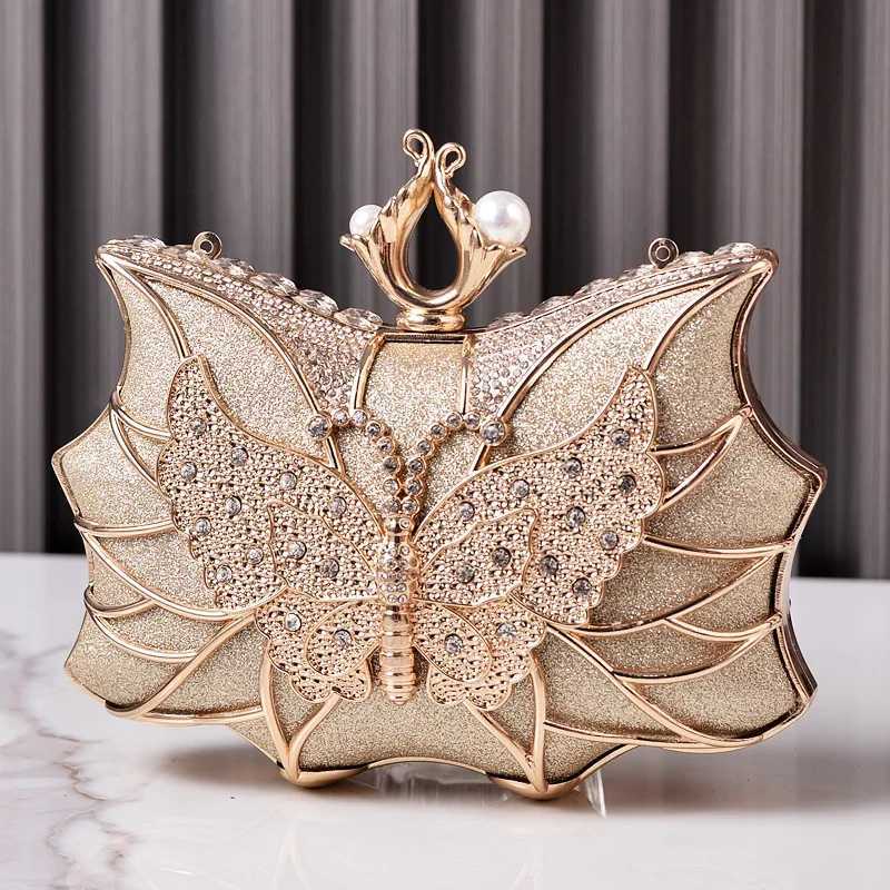 Fashion Luxury Evening Bags Hollow Butterfly Party Bag Bridal Wedding Diamond Clutch Elegant Banquet Handbags Dinner Purse Sac M250625