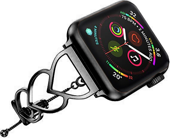 Luxury Premium Fashion Heart Cutout Metal Watch Band Elegant Designer Stainless Steel Strap Compatible with iWatch Series 1-10 Glamorous Chic Wristban