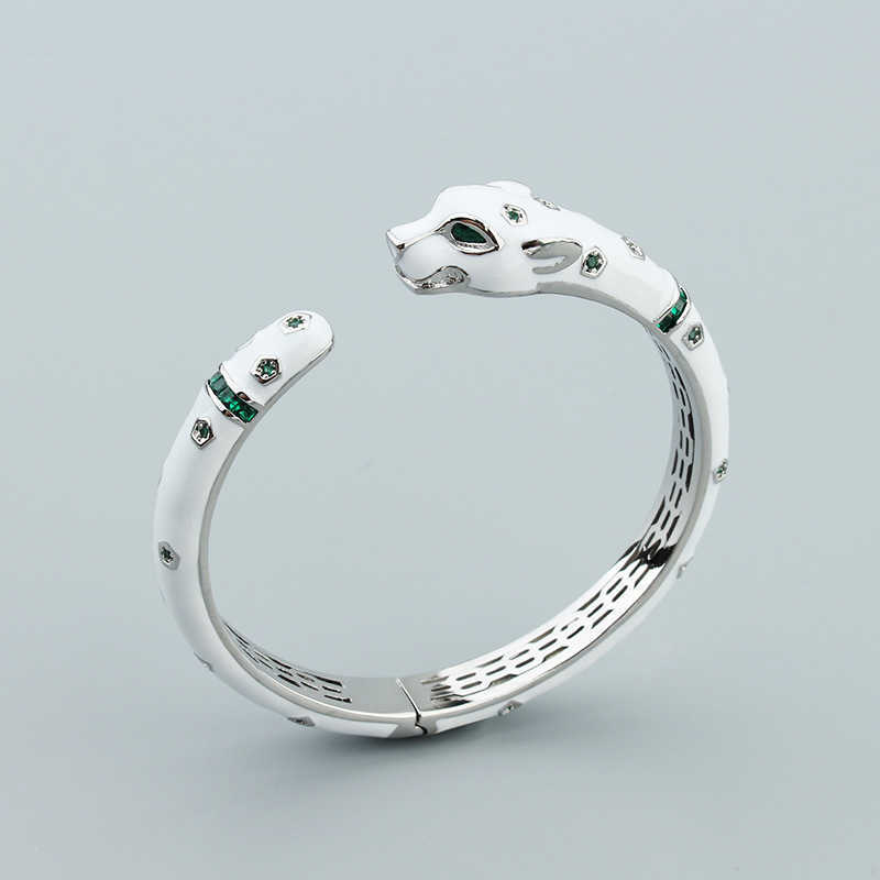 Leopard Bracelet Ring Set Personality Unisex Copper Gold-Plated Open Bracelet Cute Cheetah Enamel Resin Bracelet 250615