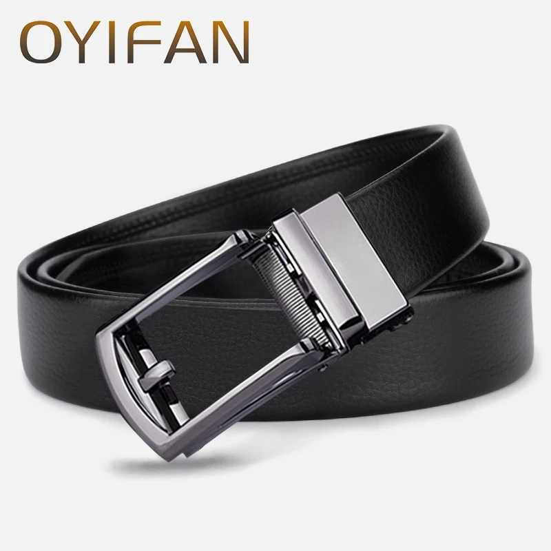 OYIFAN Belt for Men Automatic Genuine Leather Belt Men Leather Ratchet Adjustable Real Ratchet Leather Dress Designer W250625