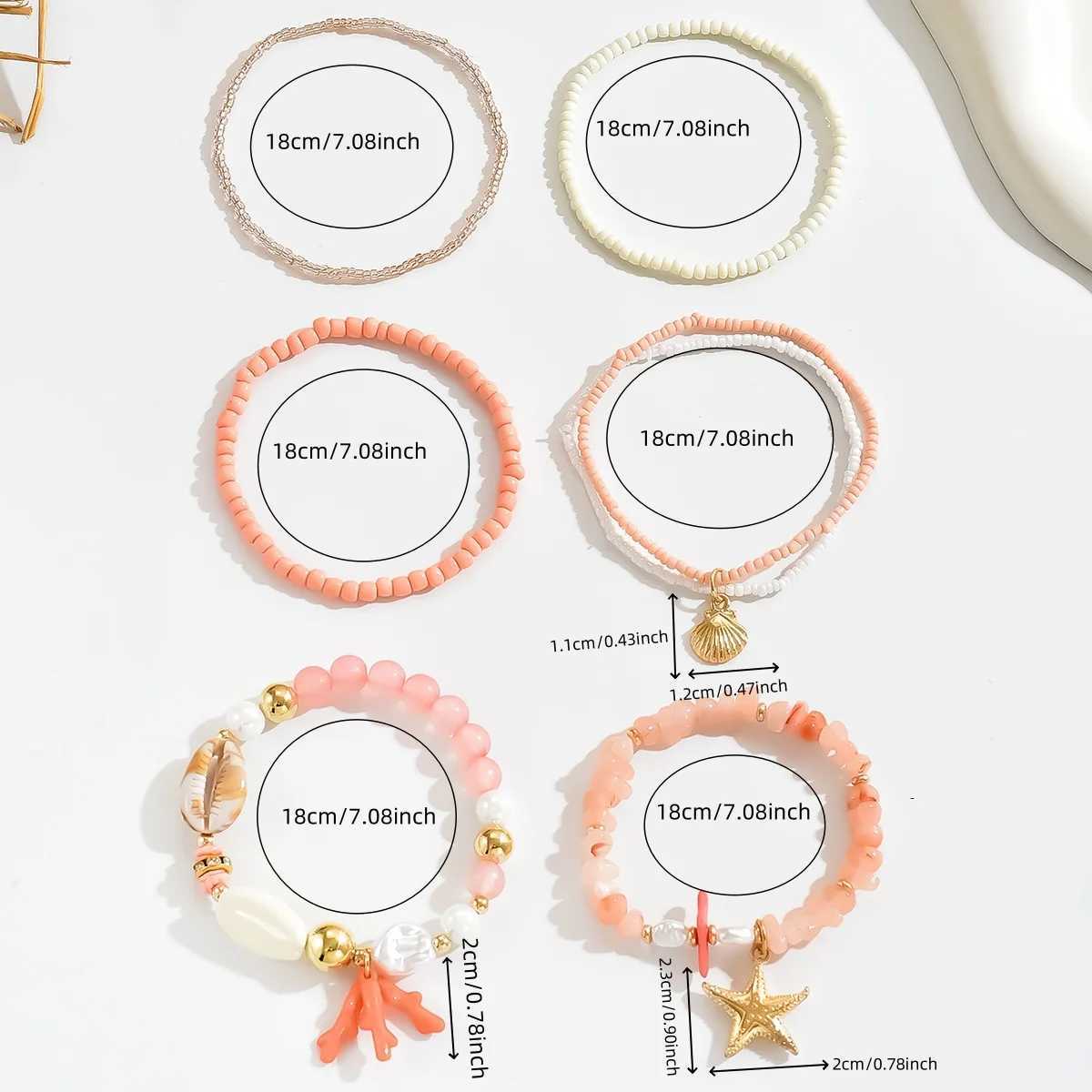 Bohen Style Handmade Beaded Wens Bracelet R Bead Starfish Bracelet Shell Coral Fashionable Ocean Bracelet 6 Pieces X250625