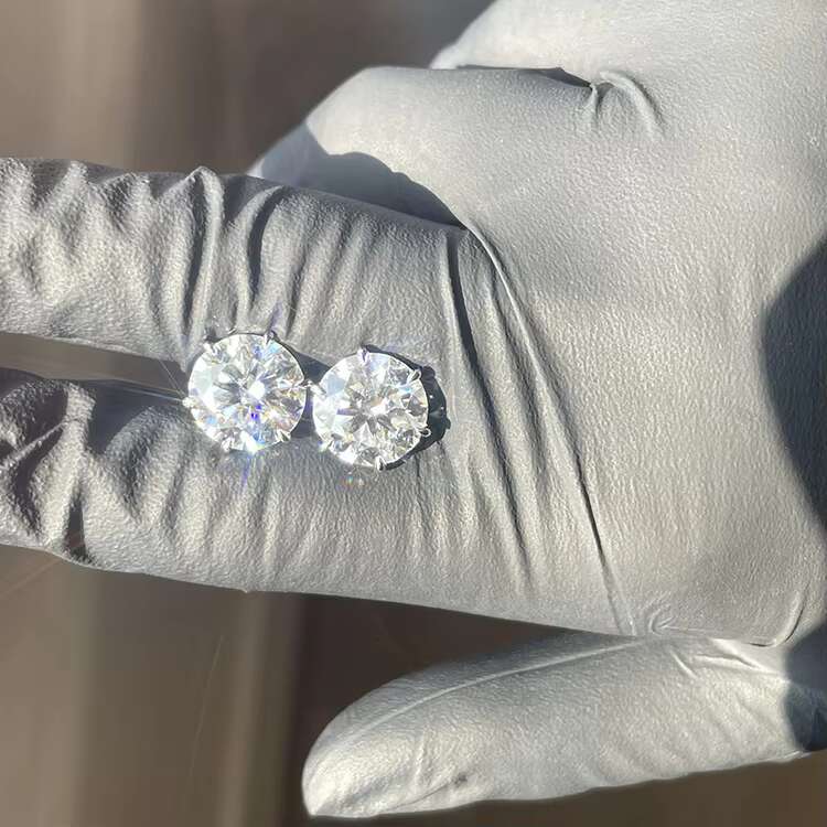 Custom Classic 14k Gold Material With 6ct Free Fire D Color Moissanite Diamond Earrings Stud Woman Jewelry