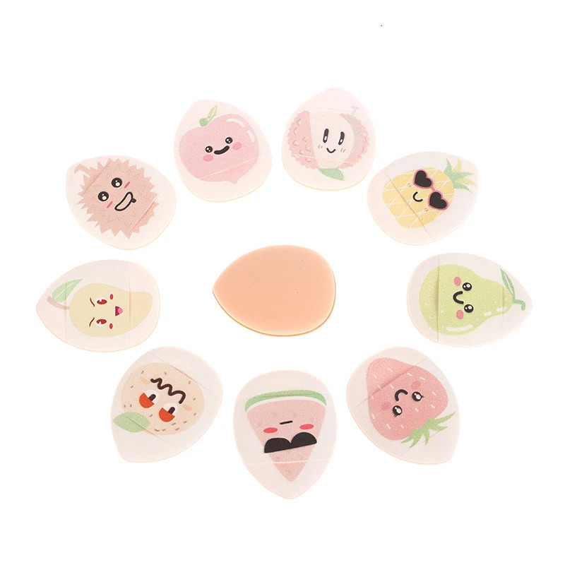 10PCS Mini Fruit Pattern Finger Sponge Puff Small Air Cushion Powder Face Foundation Concealer BB Cream Cosmetics Applicator 250625