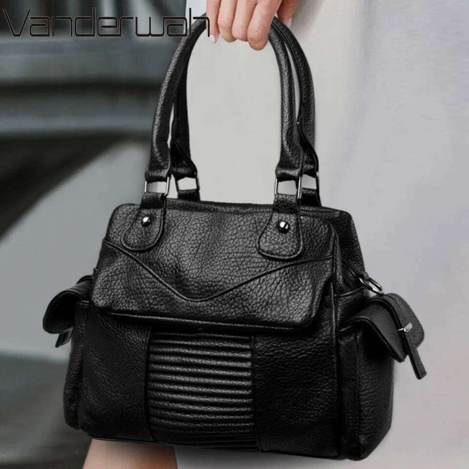 Two-Layers Ladies Casual Tote Hand Bag Leather Handbags Designer Daily Commuting Shoulder Bags For Women Mother Sac