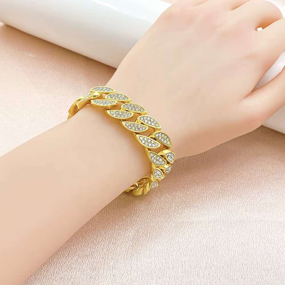 High Quality Men Cuban Chain Necklace Iced Out of Miami Crystal Hip Hop Rap Jewelry Necklace Bracelet