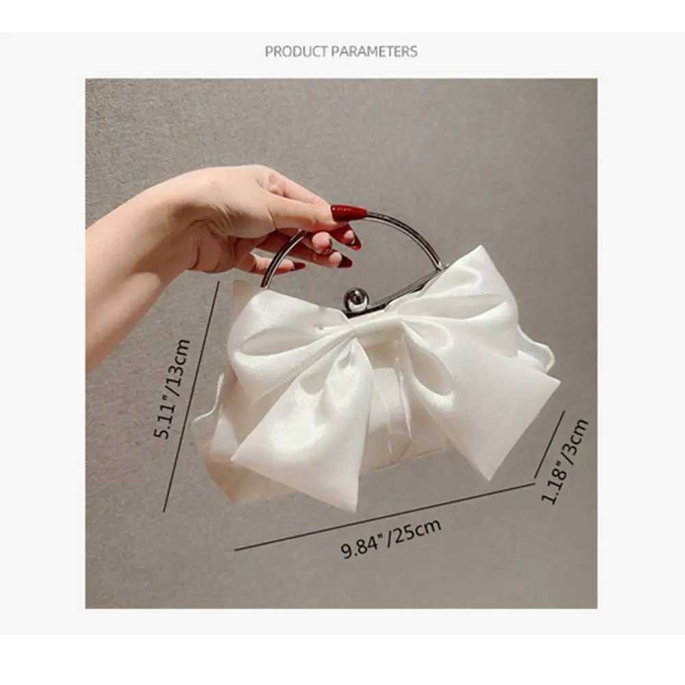 Gold Bright Silk Bowknot Evening Bag Women Elegant Fashion Banquet Clutch Chain Shoulder Bags Luxury Purse Female Party Handbags M250625