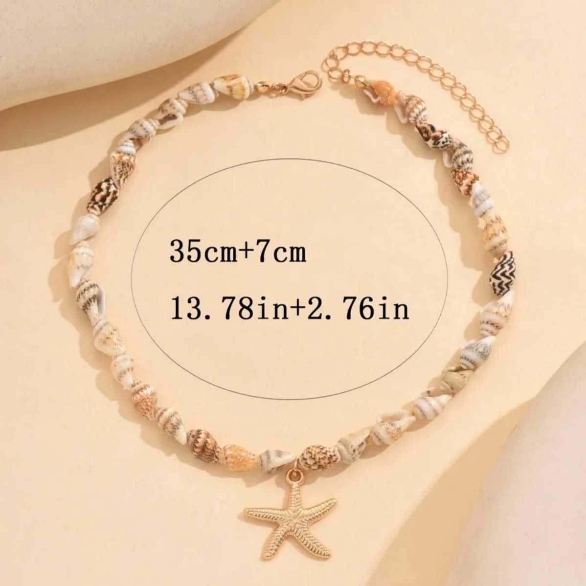 Bohemian Beach Shell Conch Beaded Necklace for Women Summer Ocean Style Seashell Starfish Pendant Choker Vacation Party Jewelry V250625
