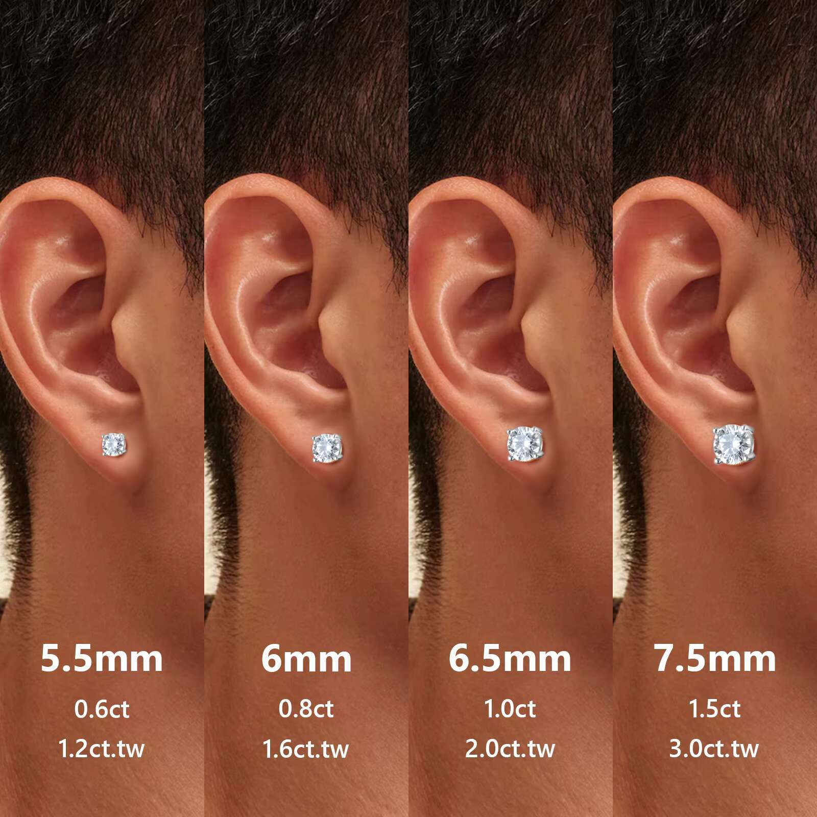 Wholesale Factory Price Stud Earring VVS1 Moissanite Jewelry Lab Created Diamond S925 Sterling Silver Moissanite Earrings Men