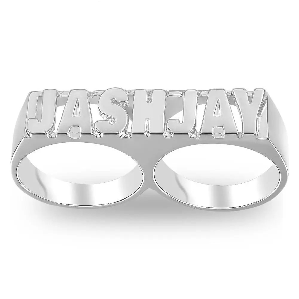 DHQH Custom Name Rings Gold Personality Hip Hop Ring One/Two Finger Men Fashion Punk Letter Ring Gifts 250624