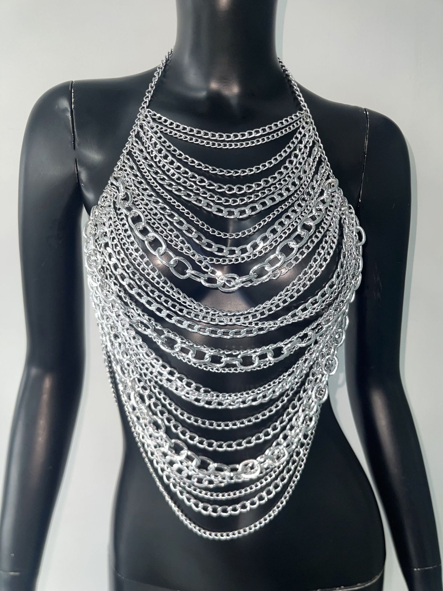 Women's Tanks Chain hollow out spicy girl hanging neck vest backless suspender music festival